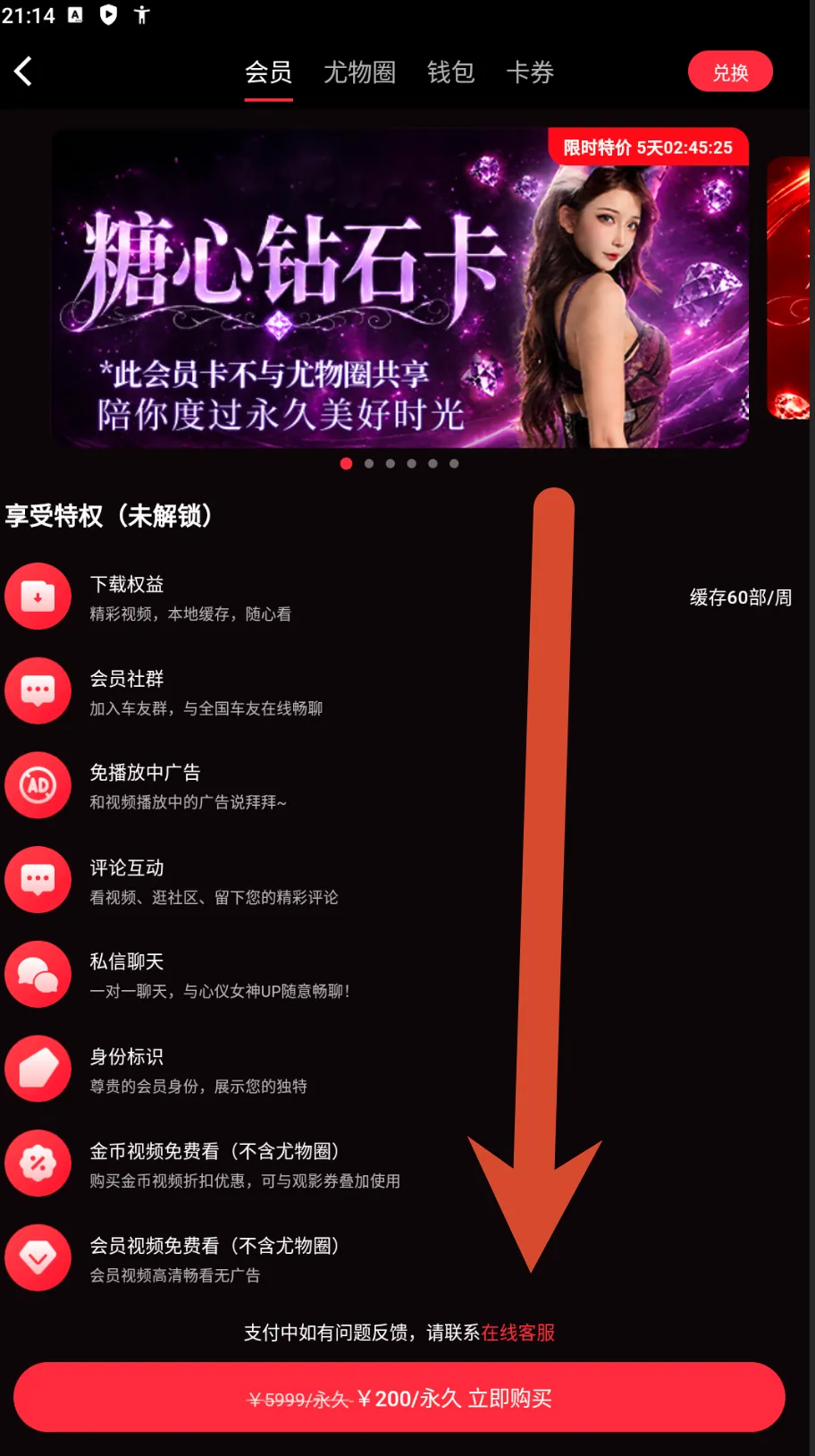 糖心Vlog钻石会员卡价格截图