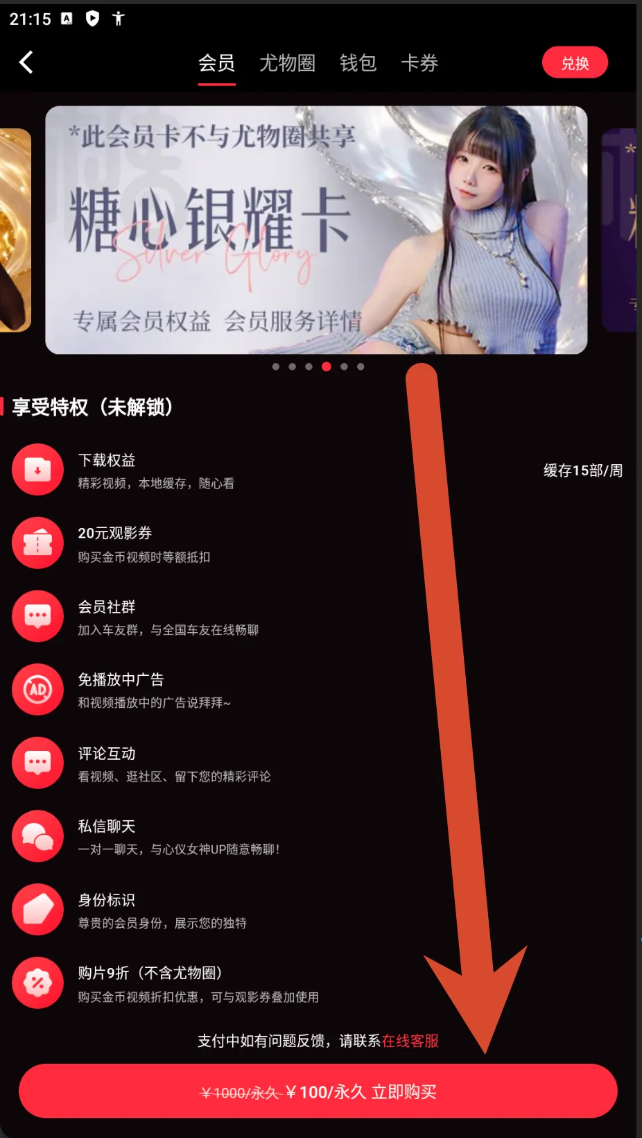 糖心Vlog银耀会员卡价格截图